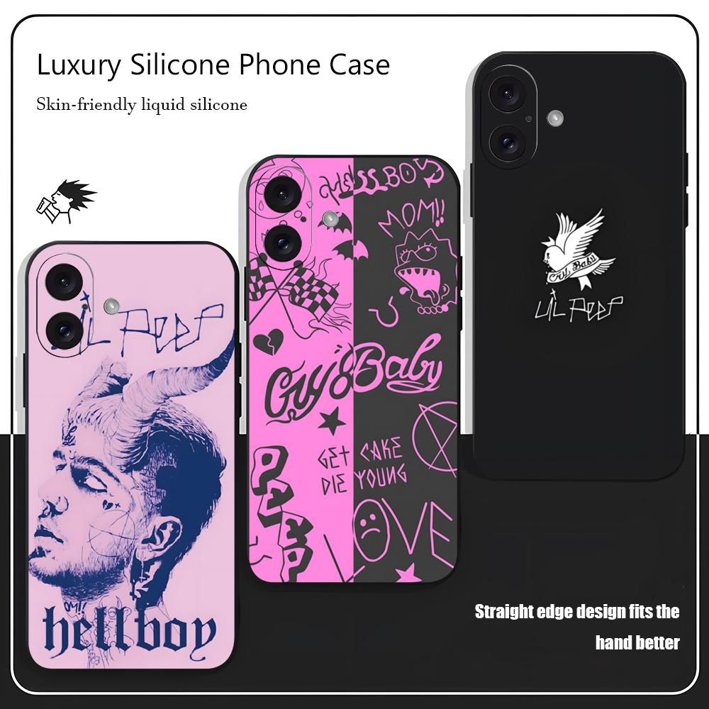 Phone Cases Iphone 12 - Cover Morbida Nera Antiurto L-Lil Peep