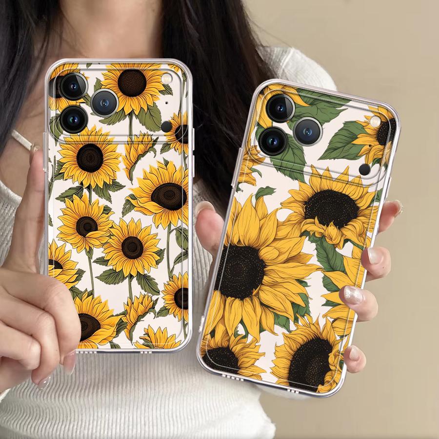 Phone Cases Iphone 12 - Custodia Trasparente con Motivo Girasole Carino