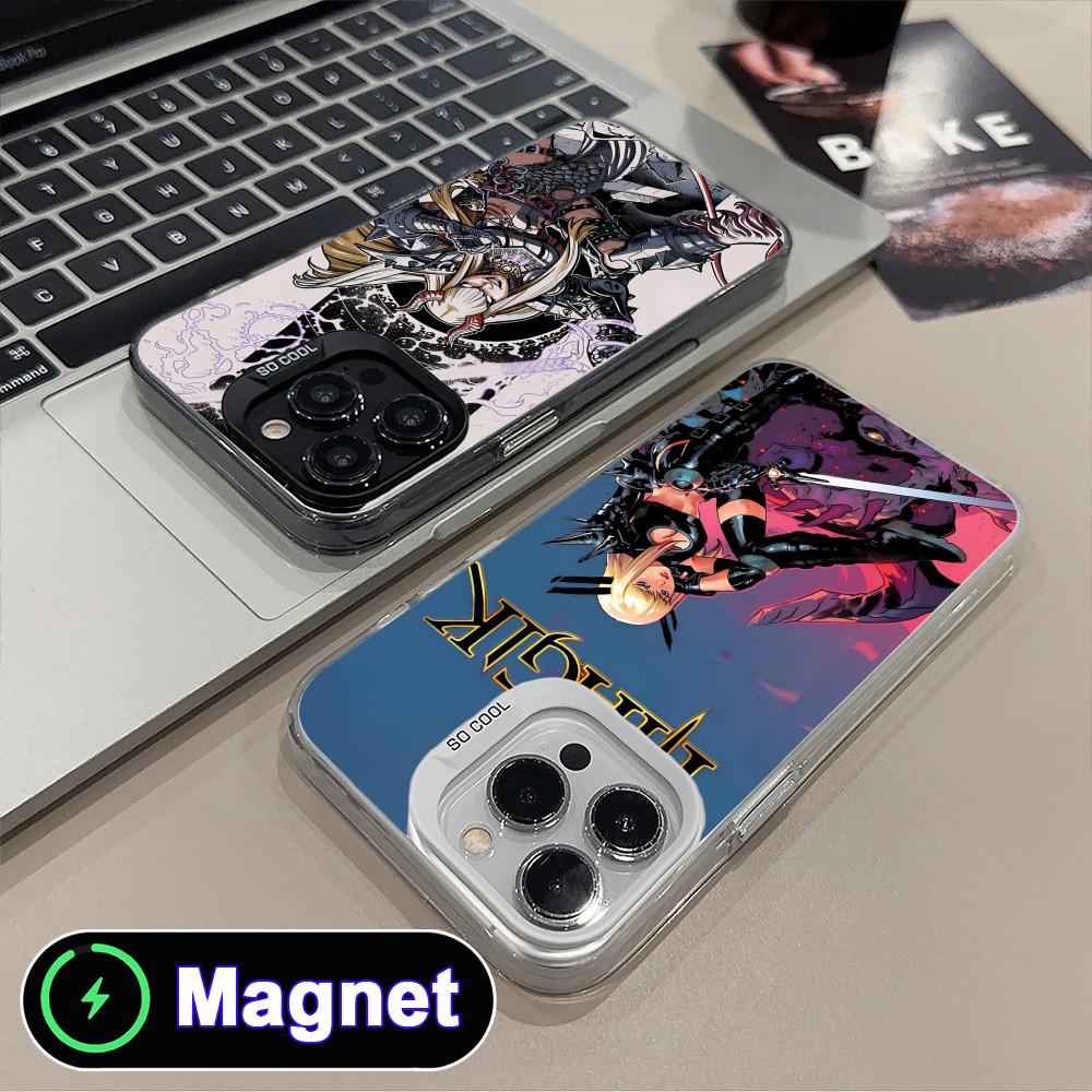Phone Cases With Magnet - Cover Magnetica Colorata Argento Magik Illyana
