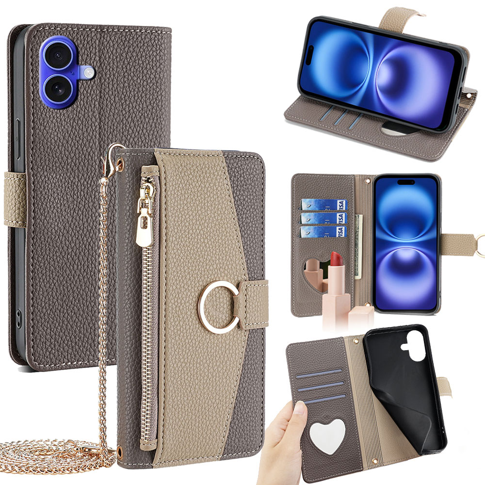 Flip Leather Case - Custodia per telefono a tracolla da
